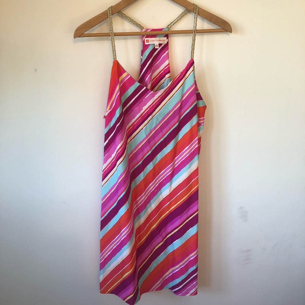 Purple / Pink Patterned Spaghetti Strap Dress